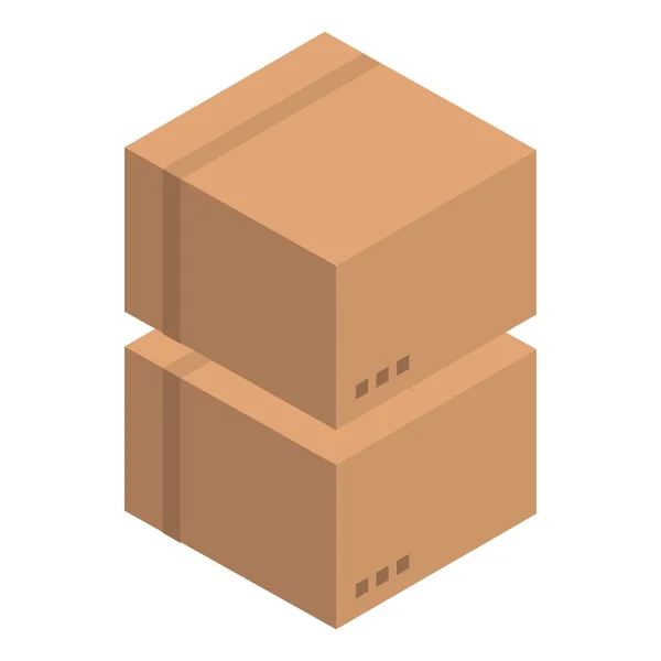 Double carton box icon, isometric style — Stock Vector