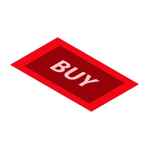 Icona del pulsante di acquisto rosso, stile isometrico — Vettoriale Stock