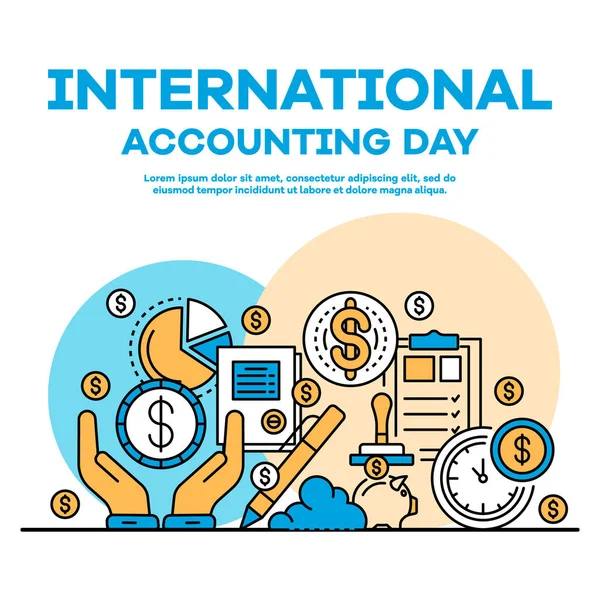 Global Accounting Day Banner, Outline-Stil — Stockvektor