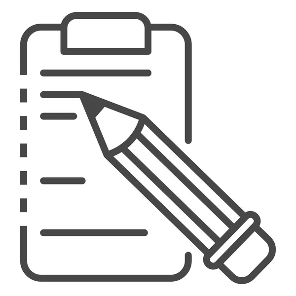 Escribir lápiz en el icono del portapapeles, estilo de esquema — Vector de stock