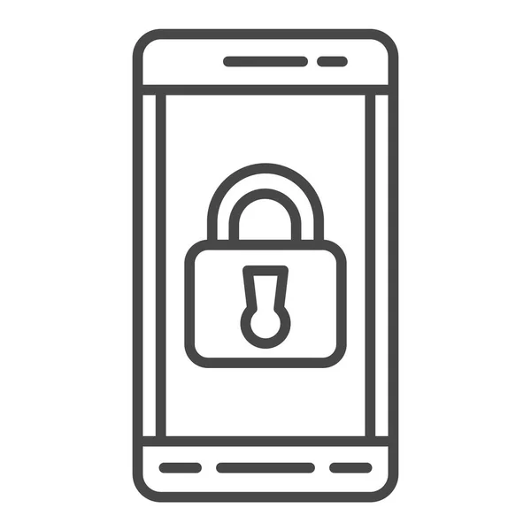 Locked smartphone icon, outline style — Stock Vector