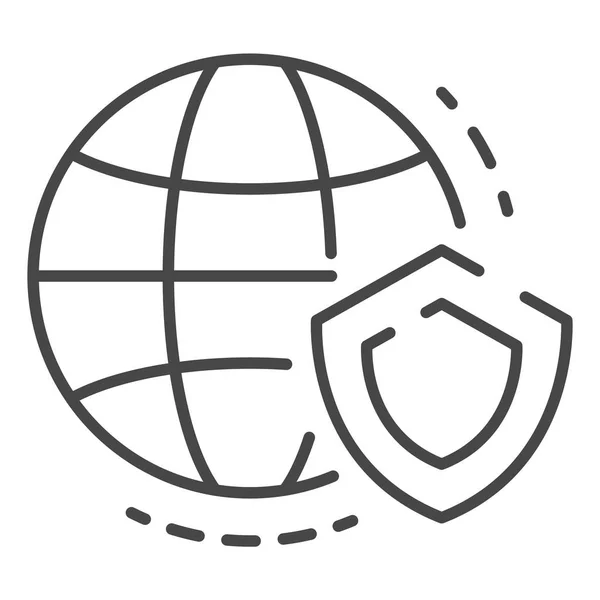 Beveiligde globale gegevens pictogram, Kaderstijl — Stockvector
