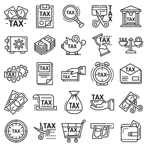 Taxes icon set, outline style — Stock Vector