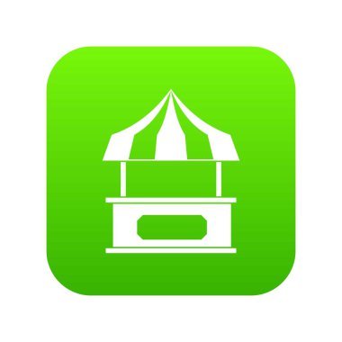 Mağaza kiosk çizgili tente simgesi dijital yeşil ile