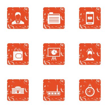 Çalışma simgeler kümesi, grunge tarzı bir düşüş