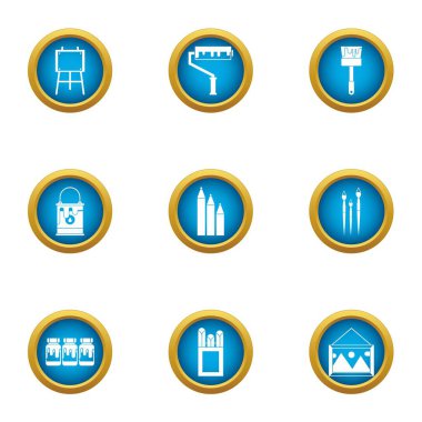 Hattileri Icons set, düz stil