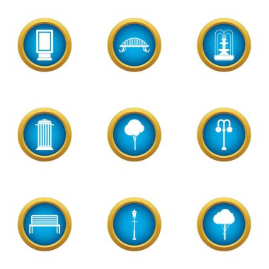 Genel bahçecilik Icons set, düz stil