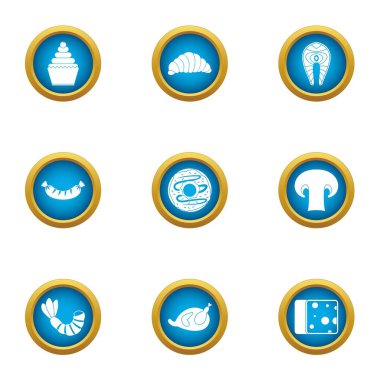 Geç kahvaltı simgeler ayarla, stil düz