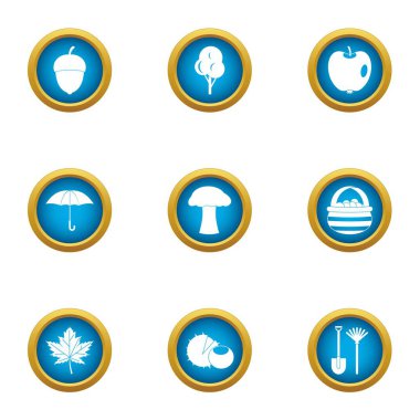 Yağmurlu bir gün simgeler ayarla, stil düz