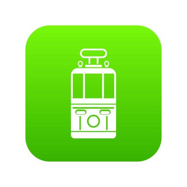 Tramvay önden görünüm simgesi dijital yeşil