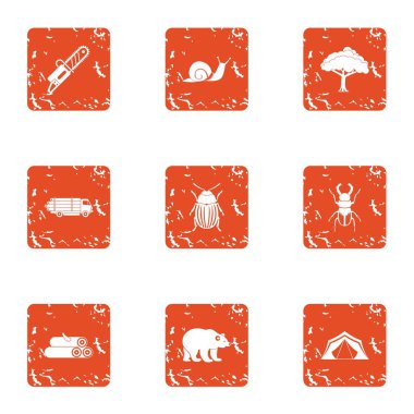 Bina ahşap simgeler kümesi, grunge tarzı