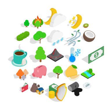 Yaşayan gezegen Icons set, izometrik stili