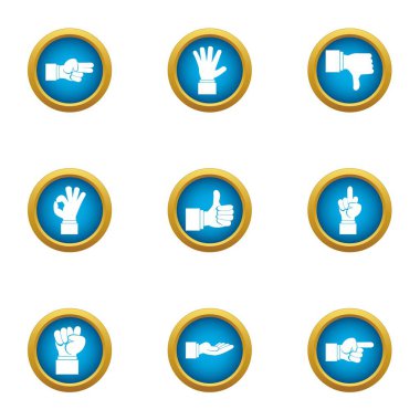 Bedensel hareket Icons set, düz stil