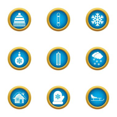 Kış Icons set, düz stil harcamak