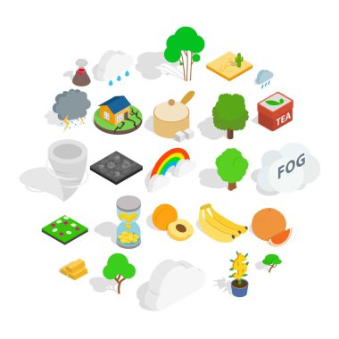 Doğa ana Icons set, izometrik tarzı