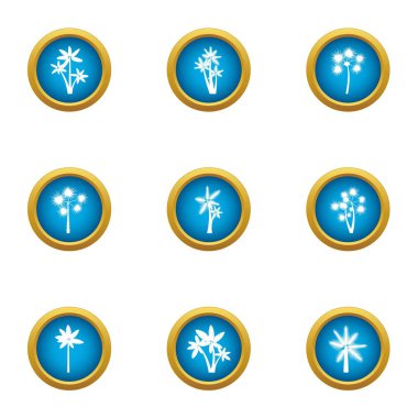 Yaprak çiçek Icons set, düz stil