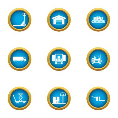 Tedarik Icons set, düz stil