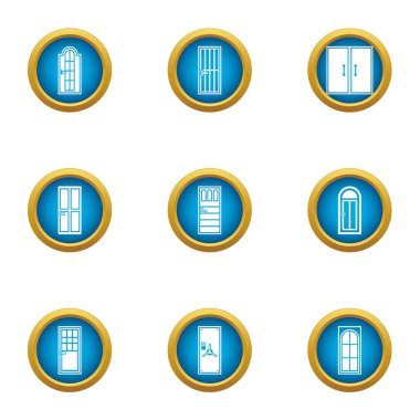 Delik Icons set, düz stil