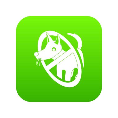 Beyaz arka plan üzerinde izole yok köpekler yeşil simge vektör