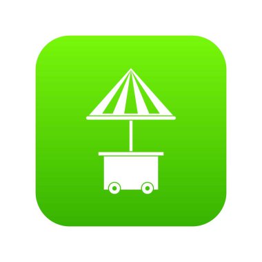 Satılık gıda simge dijital yeşil şemsiye ile mobil sepeti