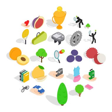 Doğal dayanıklılık Icons set, izometrik stili