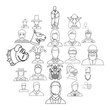 Şekillenme Icons set, anahat stili