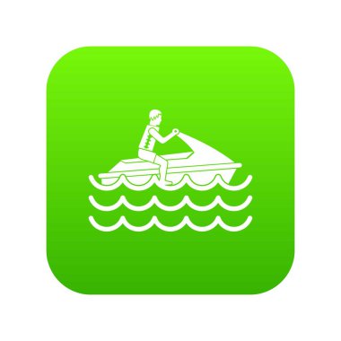 Jet ski sürmek simgesi dijital yeşil adam
