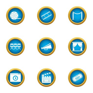 Video PIC Icons set, düz stil