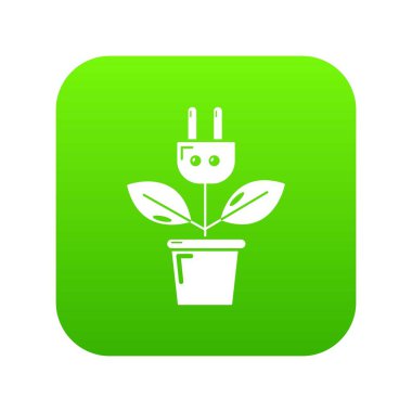 Bitki tencerede ve elektrik fiş yeşil simge vektör