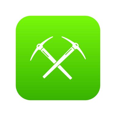 Kazma yeşil simge vektör madencilik