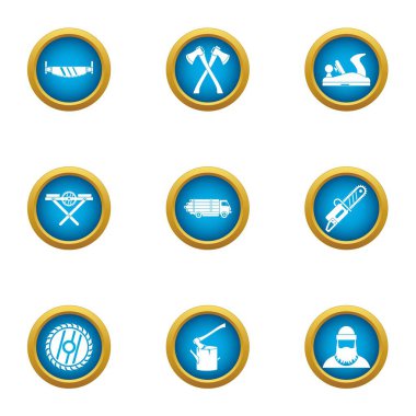 Oduncu Icons set, düz stil