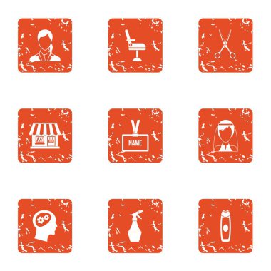 Soyadı Icons set, grunge tarzı