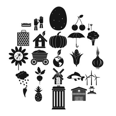Organik gıda Icons set, basit tarzı