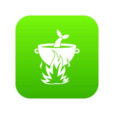 Bir yangın simgesi dijital yeşil balık çorbası