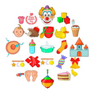 Çocuk refah simgeler ayarla, tarzı çizgi film