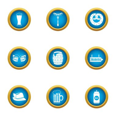 Kremalı bisküvi Icons set, düz stil