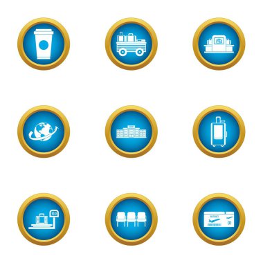 İtme Icons set, düz stil