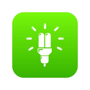 Güç tasarrufu lambası yeşil simge vektör