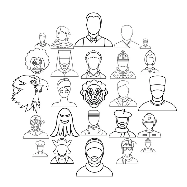 Conjunto de ícones de personificação, estilo esboço — Vetor de Stock