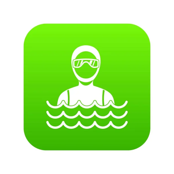 Scuba diver mens in het duikpak pictogram digitale groen — Stockvector