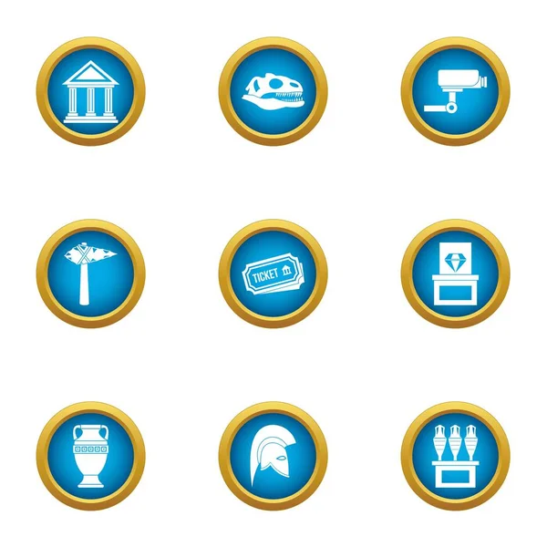 Antika bilet Icons set, düz stil