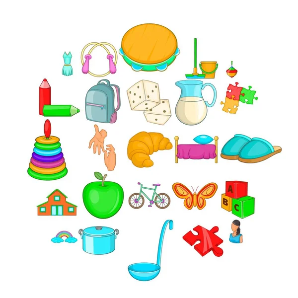Conjunto de ícones Childminder, estilo cartoon —  Vetores de Stock