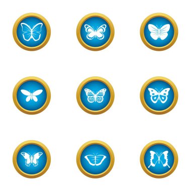 Pipistrelle Icons set, düz stil