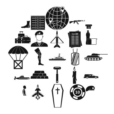 Savaş Icons set, basit tarzı sonucu