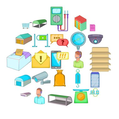 Icons set, karikatür tarzı ürünler döken