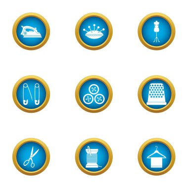 Kumaş bakım Icons set, düz stil