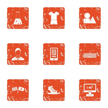 Modern kumaş simgeler kümesi, grunge tarzı