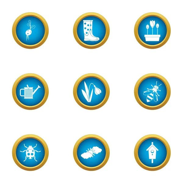 Conjunto de iconos de maceta, estilo plano — Vector de stock