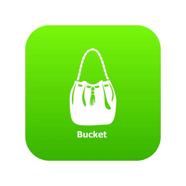 Bucket bag icon green vector — Stock Vector