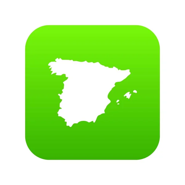 Карта Испании значок цифровой зеленый — стоковый вектор